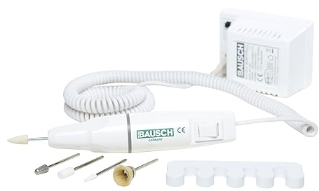 Peter Bausch 0301G Elektrisches Maniküre/- Pediküregerät, 5 Aufsätze zum Schleifen, Feilen, Polieren von Hand & Fußnägeln, Entfernen von Hornhaut und Druckstellen, Nagelpflege, Fußpflege für zu Hause