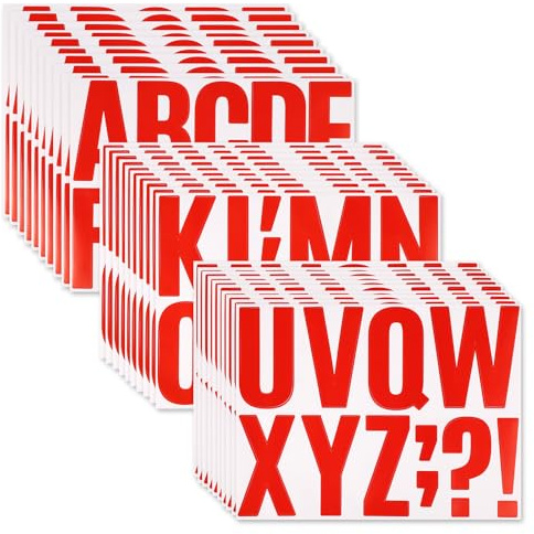30 Fogli Lettere Adesive Grandi, 10cm Autoadesive Adesivi con Alfabeto PVC Lettere Adesive con Caratteri Grandi per Bacheche Pareti Cassette Postali Finestre Porte (Rosso)