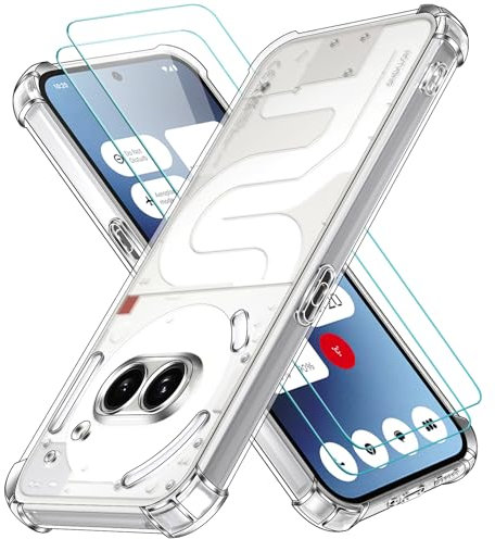 ivoler 3 in 1 Funda para Nothing Phone 2a / 2a+ / 2a Plus con 2 Piezas Cristal Templado, Transparente Carcasa Protectora Antigolpes Case, Suave TPU Silicona Anti-Choques Caso