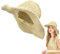 FUIPVGI Sombrero de Paja Sombrero De Playa para Mujer De Verano Plegable, Borde Suave Transpirable Grande Ancho Cap, Señora Trenzado Sombreros De Sol para Viajes Decoración Vacaciones (Beige)