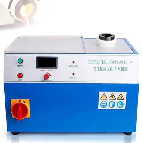 Horno de fusión de Oro Horno de fundición de Metales de inducción de frecuencia Media de 2 kg, Horno de fundición de máquina de fundición de Metales de Calentamiento rápido de 5 Minutos