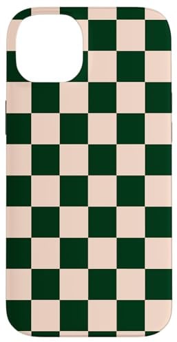 Grand damier vert foncé et crème clair Coque pour iPhone 14 Plus