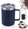 Konesky Travel Mug with Handle 16oz Travel Coffee Mug, Stainless Steel Insulated Coffee Mug, Double Wall Vacuum Coffee Tumbler with Splash-Proof Lid for Hot & Cold Drinks Tea