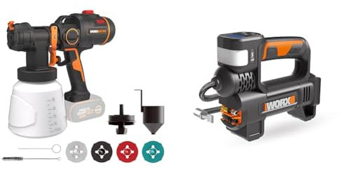 WORX WX020.9 18V (20V MAX) Cordless HVLP Paint Sprayer & WX092.9 18V (20V MAX) Inflator 4 in 1 Tool - (Tool Only - Battery & Charger Sold Separately)