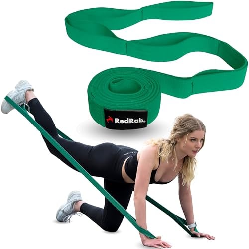 RED RAB Fitnessbänder Stoff - Gymnastikband mit Schlaufen - 245 cm lang - Resistance Bands & Widerstandsbänder Krafttraining - Fitnessband, Resistance Band, Widerstandsband Fitness, Gummiband Sport