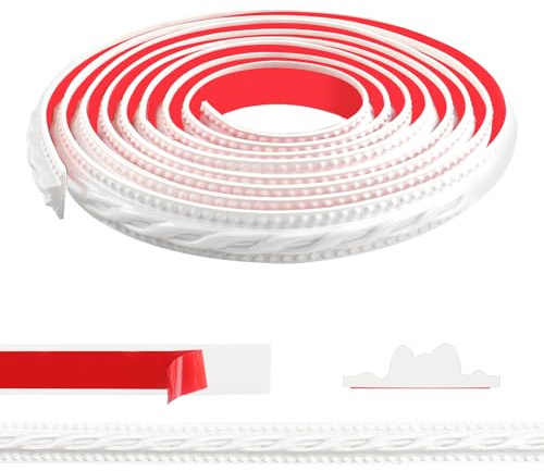 TECDW Bandes Décoratives Murales Flexibles Autocollantes, Bandes de Plafond à Peler et Coller, pour Armoires, Bords de Murs, Décoration de la Maison (Blanc-3)