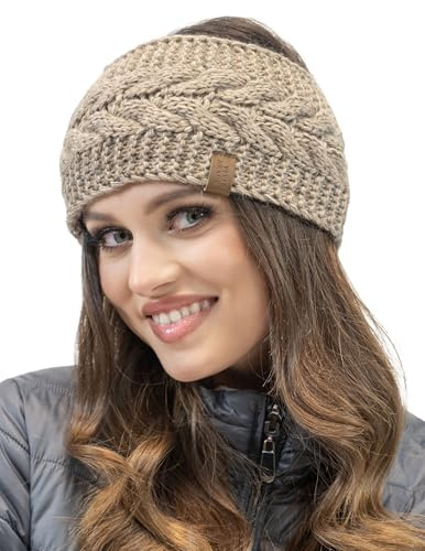 VIVISENCE Damen Stirnband Winter Aus Dickem Garn Mit Perfekter Anpassung Für Optimalen Ideal Für Kühle Herbsttage Und Stilvolles Design Mit Weichem Fleece-Innenfutter Modell 7094