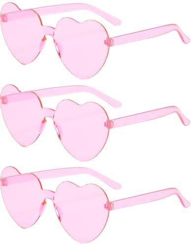 XFentech Heart Shaped Womens Sunglasses - Ladies Fashion Retro Pink Eyewear for Shopping Beach Outdoor Party