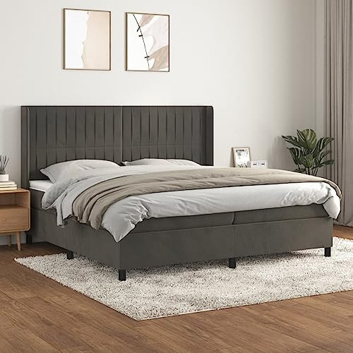 Juroupi Boxspringbett mit Matratze Boxspringbett Polsterbett Bettgestell Bett Mit Matratze Dunkelgrau 200x200 cm Samt - 3132820