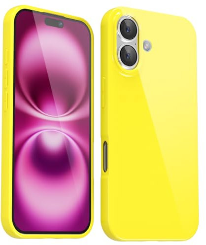 Svanove for iPhone 16 Plus Case Silicone, Glossy Soft Rubber Gel Jelly Cute Protective Plastic Simple Plain Phone Case Cover for Women Girl, Slim Thin Flexible Shockproof TPU, Yellow