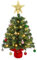 Uten 2ft/60cm Mini Christmas Tree, Tabletop Small Christmas Tree with 50 LED String Lights, 28 pcs Christmas Balls, Golden Tree Topper Star and Red Base for Desktop Xmas Decoration