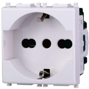 IXTRIMA Presa Schuko compatibile con Vimar Plana, 2P+T 10/16A 250V, Colore Bianco (1)