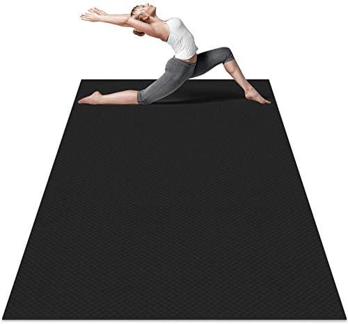 Odoland Yogamatte XXL, 200 x 130 x 0,6 cm Yoga Matte Extra Groß Breit, TPE Gymnastikmatte Sportmatte Rutschfest Fitnessmatte für Home Gym, Pilates, Gym, Zuhause, Workout Schwarz