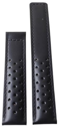 RTRCAGAKM Lederarmband 19 mm 20 mm 22 mm passend for Tag, passend for Heuer, Uhrenarmband for Herren, Armbanduhren, Bandzubehör, Faltschließe, Lederarmband(No buckle black,20mm)