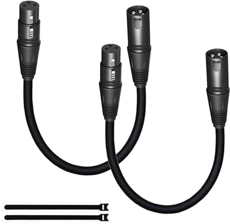 mudenx Cables XLR cortos de 1.6 pies, cable de micrófono equilibrado XLR macho a hembra de 3 pines, blindado OFC de 1 pie