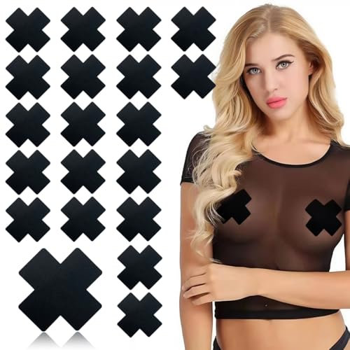 AEIOPRS 10 Paire Cache-tétons Noirs pour Femme cruciforme Noirs pour Une Protection Confortable et élégante