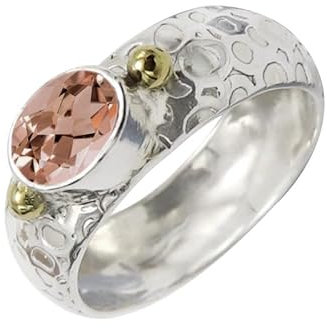 Im Labor gezüchteter Morganit Edelstein Bandring 925 Sterling Silber Bandring Herren und Damen Bandring Handgefertigter Schmuck CRG1070BC1_(47 (15.0))
