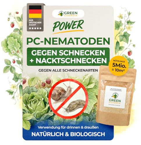 GREEN GUARDIA Nematoden gegen Schnecken & Nacktschnecken – 5 Mio. | 5 Mio. Nematoden gegen Schnecken & Nacktschnecken für 10 m² – biologische Nützlinge für Garten, Beete & Hochbeete