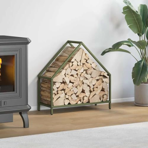 NQJIBUE Firewood Rack Olive Green 60x25x60 cm Cold-rolled steel