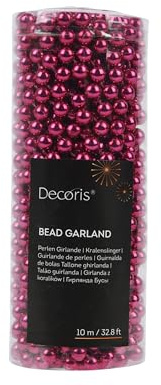 Kaemingk Perlenkette Kunststoff 8mm x 10 Meter Weihnachtsbaum Deko - Perlengirlande - Christbaumschmuck & Weihnachtsdeko - Festlich Rosa
