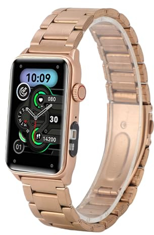WOHPNLE Smartwatch für Damen, 1,57-Zoll-HD-Bildschirm, Fitness-Tracker mit Bluetooth-Anruf, IP68-sichere Sportuhr mit Taschenlampe und Silikonarmband, Gold