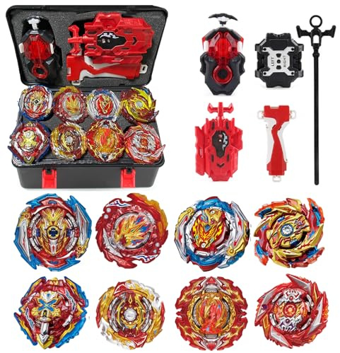 Gkopune 12Pcs Toupie Turbo, De Gyroscopes 4D Set Lanceurs, Cadeaux pour Enfants,Rend