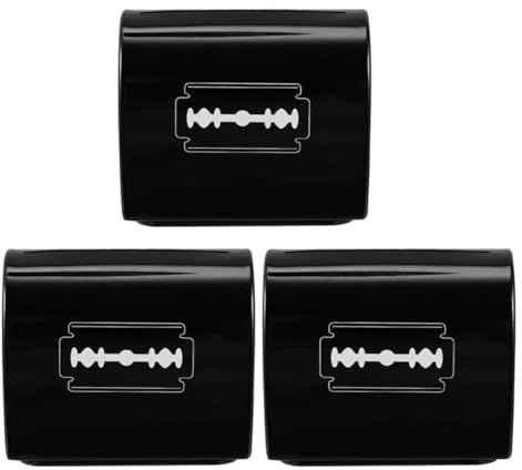 MAGICLULU 3pcs Iron Barber Box Razor Case Removable Bottom Protecting from Injury Portable Blade Storage Box for Safety Razor Disposal