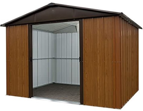 Abri De Jardin Métal 5,97m² - Marron Aspect Bois - 106WGY