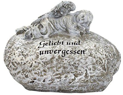 Trauer-Deko Engel auf Stein - Geliebt und unvergessen