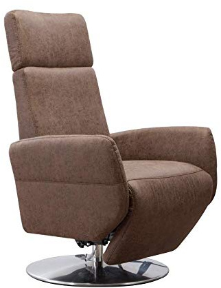 Cavadore TV-Sessel Cobra / Fernsehsessel mit Liegefunktion, Relaxfunktion / Stufenlos verstellbar / Ergonomie S / Belastbar bis 130 kg / 71 x 108 x 82 / Lederoptik Braun