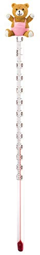 Lantelme Babyflaschen Thermometer Glas 24cm lang Temperatur 10°C - 110°C Analog | Bärchen Figur in rosa für Babynahrung | Lebensmittelthermometer Flaschenthermometer für Baby Kleinkind