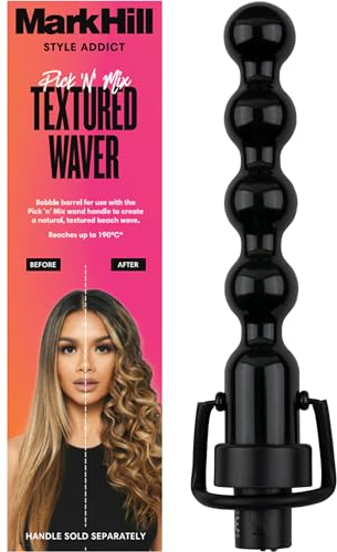 Mark Hill Pick 'N' Mix Interchangeable Curling Wand - Textured Waver Barrel - Black (Handle Not Included)