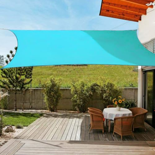 OldPAPA Sun Shade Sail Rectangle Water-resistant Sun Shade 95% UV Block Sunscreen Awning Garden Beach Patio Canopy Blue 3x4m