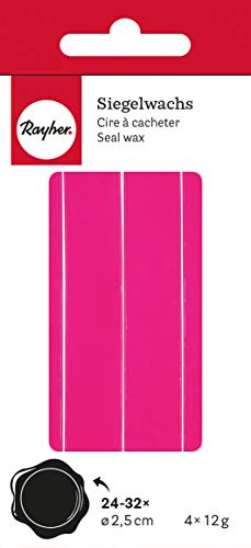 Rayher 32020264 Siegelwachs, pink, 4 Sticks á 12 g, ohne Docht
