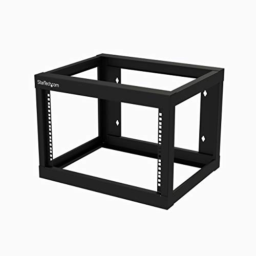 StarTech.com 2-Pfosten 6HE Heavy-Duty Wandmontage Netzwerk-Rack, 19 Open Frame Server Rack, 18 Tief, Wandmontage Daten-Rack für IT / AV / Patch Panel / Computer Geräte (RK619WALLO)