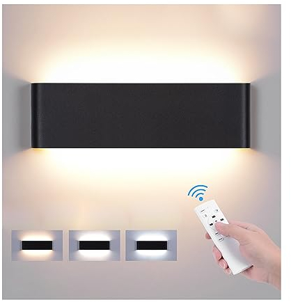 Wandleuchte Innen mit Fernbedienung, 20W 1800LM Smart Wandlampe Dimmbar 2700K-6500K CCT Einstellbar und Helligkeit Modern Up Down Wandbeleuchtung mit Nachtlicht Modus für Schlafzimmer Flur Treppen