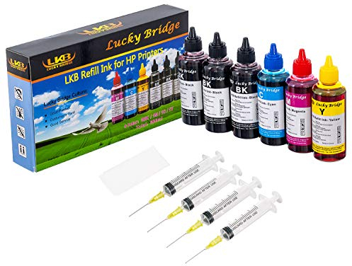 LKB 6 x 100 ml Nachfülltinte Set für HP 950 951 60 61 952 902 901 61 60 62 63 21 22 920 940 934 564 932 933 711 970 971 92 94 bis 95 cm. 96 97 Kartusche oder CISS CISS-System, 4-farbiges Set (600 ml)