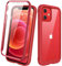 Diaclara Case Compatible with iPhone 12/12 Pro, 360° Full Body with Built-in Screen Protector Touch Sensitive Shockproof Bumper Case Cover Clear-Back Designed Compatible for iPhone 12 6.1-Red