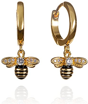 namana Bienen-Ohrringe für Frauen mit Hummel-Anhänger, goldene Bienen-Charms-Ohrringe, kleine Creolen für Damen und Mädchen, Sterling Silber Creolen