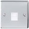 BT Master Single Telephone Socket -Chrome & Grey- PSTN Line Wall Face Plate – Flush or Surface Mounted Phone Plug – 1 Gang Decorative Metal Plate
