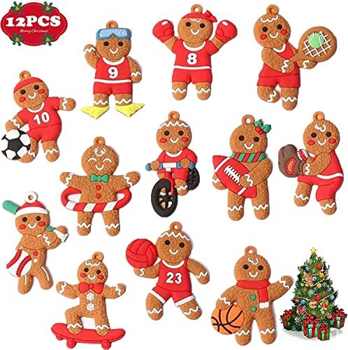 Weihnachtsbaumschmuck, 12 Stück, traditioneller Ingwer Mann, Weihnachtsbaumschmuck, hängende Charms