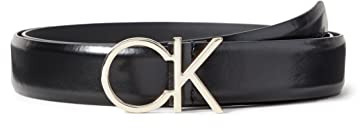 Calvin Klein Damen Gürtel Re-Lock Logo Belt 3,0 cm Ledergürtel, Schwarz (Ck Black), 90