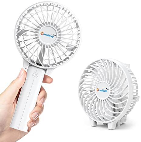 Jonwall Ventilatore USB, Mini Ventilatore Portatile Ventilatore da Tavolo Ricaricabile Ventilatore da Scrivania Personale Pieghevole per Viaggi in Campeggio Ufficio Domestico Bianco