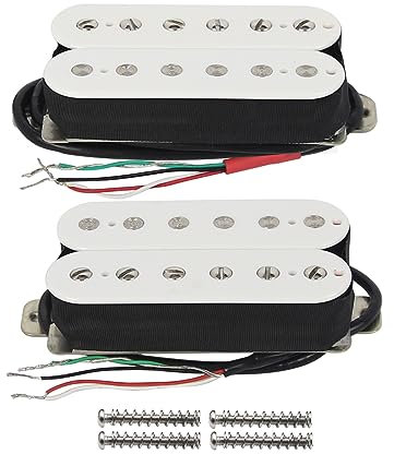 FLEOR E-Gitarren-Humbucker-Tonabnehmer, Doppelspulen-Gitarrensteg-Tonabnehmer und Hals-Tonabnehmer-Set – Weiß