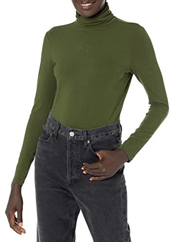Amazon Essentials Women's Long-Sleeve Turtleneck (Available in Plus Size), Dark Olive, XS