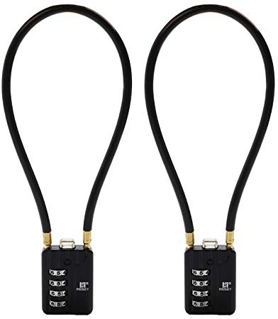 RESET-204 Candado de combinación de 4 dígitos con cable de acero de 50 cm - Ideal para taquillas, maletas, bicicletas, herramientas, cascos de moto y más - Paquete de 2