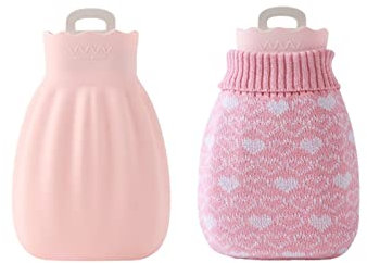 BFYDOAA Wärmbeutel mit Strickbezug, 500 ml, kleine Mikrowelle, Silikon, Handwärmer für Schmerzlinderung, Wärme- und Kältetherapie