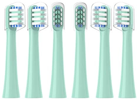 Replacement Toothbrush Heads Compatible with Colgate Hum Connected Smart Battery Toothbrush Refill Head, Green, 6 Pack