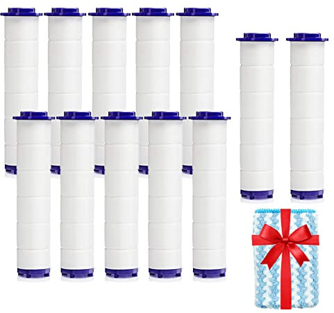 Replacement Filters for Hydro Jet Shower Head, High Pressure Handheld Turbo Fan Shower Heads Filter, PP-Cotton Filter Cartridge for Vortex Shower Head Set of 12 with Clean Towel