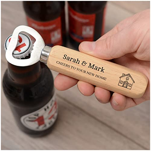 Beecreative Personalised New Home Gifts For Couple, House Warming Gifts New Home, Personalised New Home Gifts, First Home Gifts, New Home Present, Wooden Bottle Opener